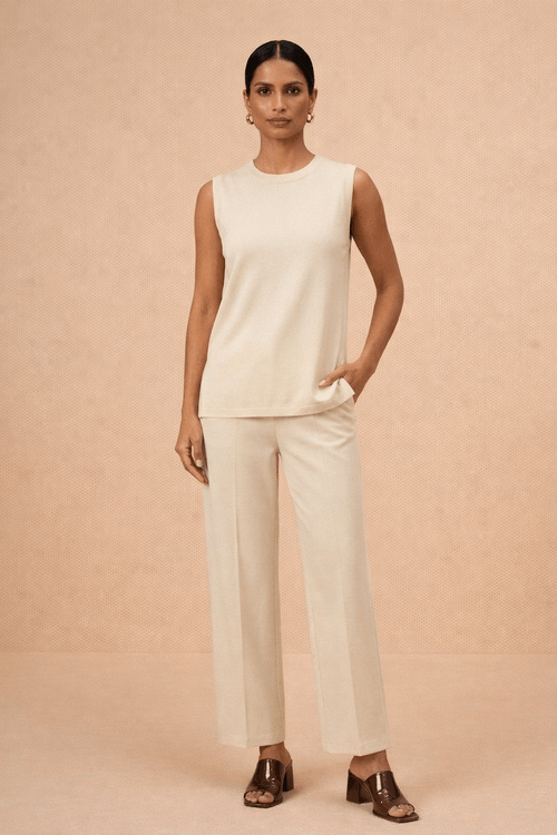 TUNICA FENDAS LATERAIS BAUNILHA.-.